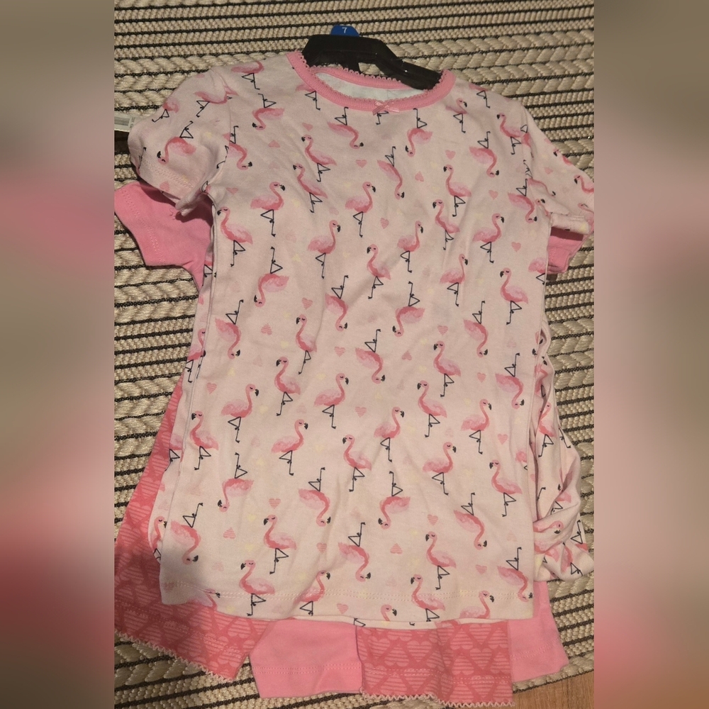 Girls Pink Flamingo Heart 2 Pack Pajamas - Picture 4 of 4